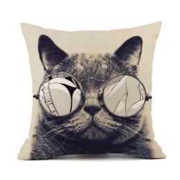 Printed Cat Linen Sofa Pillowcase