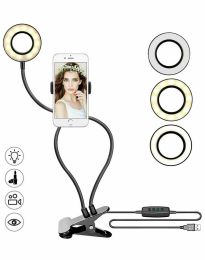 LED Selfie Ring Light With Cell Phone Holder Stand For Live Stream And Makeup