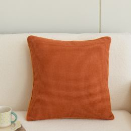 Simple Cotton And Linen Cushion Orange Plaid Pillow Cover