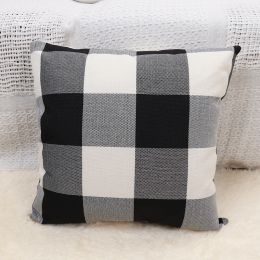 Plaid Pillow Cover Simple Home Sofa